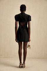 Anna Black PetalSleeve CutOut Bow Mini Dress