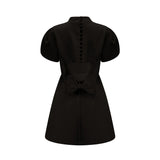 Anna Black PetalSleeve CutOut Bow Mini Dress