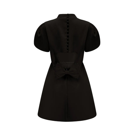Anna Black PetalSleeve CutOut Bow Mini Dress