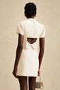 Anna White Petal Sleeve Cut Out Bow Mini Dress