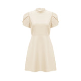 Anna White Petal Sleeve Cut Out Bow Mini Dress