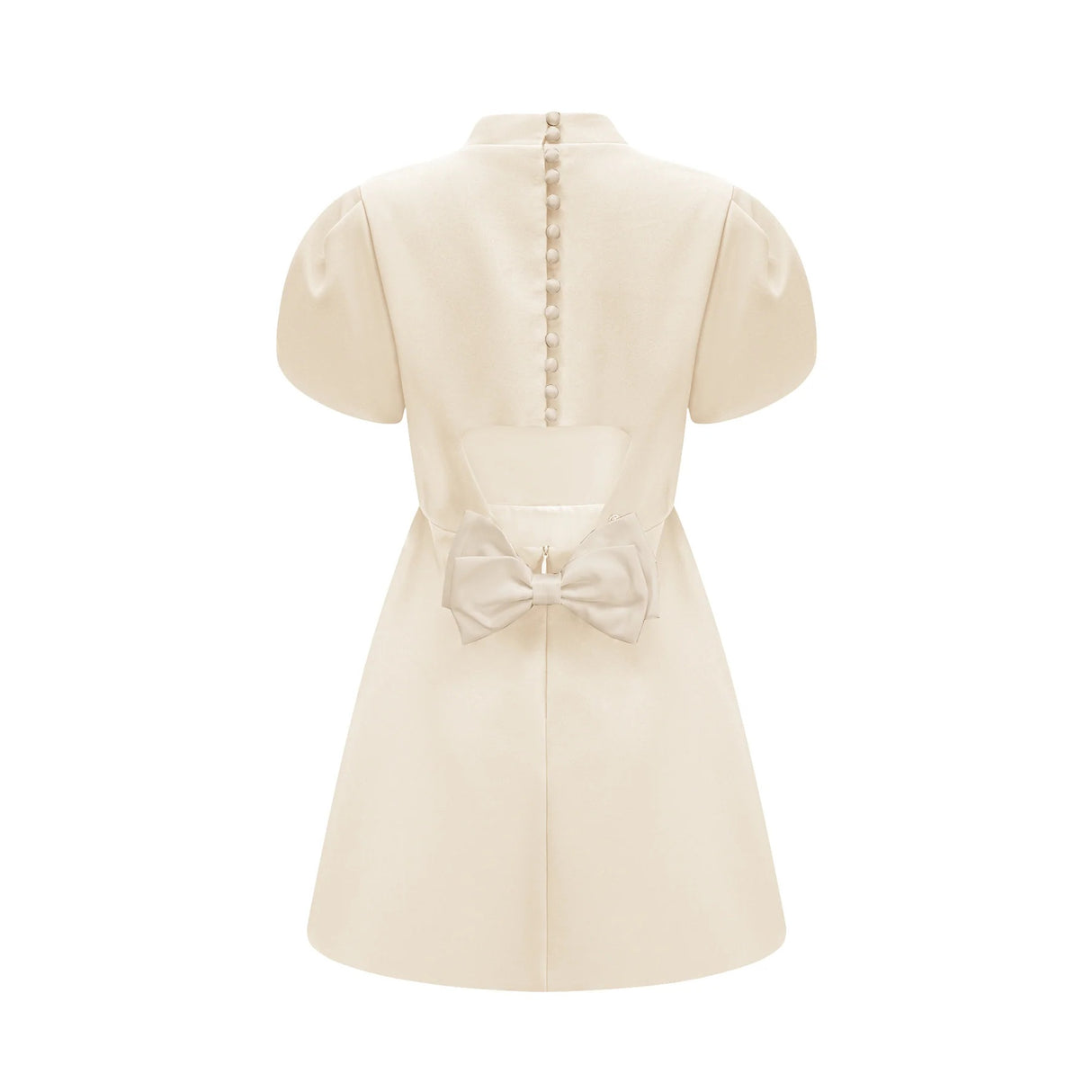 Anna White Petal Sleeve Cut Out Bow Mini Dress
