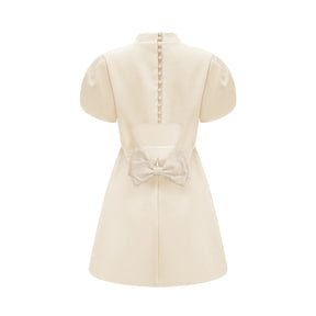 Anna White Petal Sleeve Cut Out Bow Mini Dress