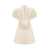 Anna White Petal Sleeve Cut Out Bow Mini Dress
