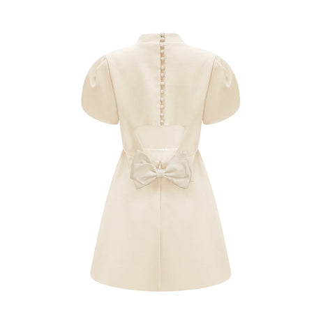 Anna White Petal Sleeve Cut Out Bow Mini Dress