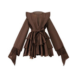 Annabelle Brown Cutout Ruffled Mini Dress