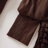 Annabelle Brown Cutout Ruffled Mini Dress