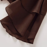 Annabelle Brown Cutout Ruffled Mini Dress