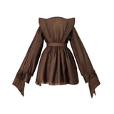 Annabelle Brown Cutout Ruffled Mini Dress