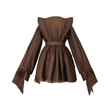 Annabelle Brown Cutout Ruffled Mini Dress