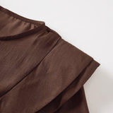 Annabelle Brown Cutout Ruffled Mini Dress