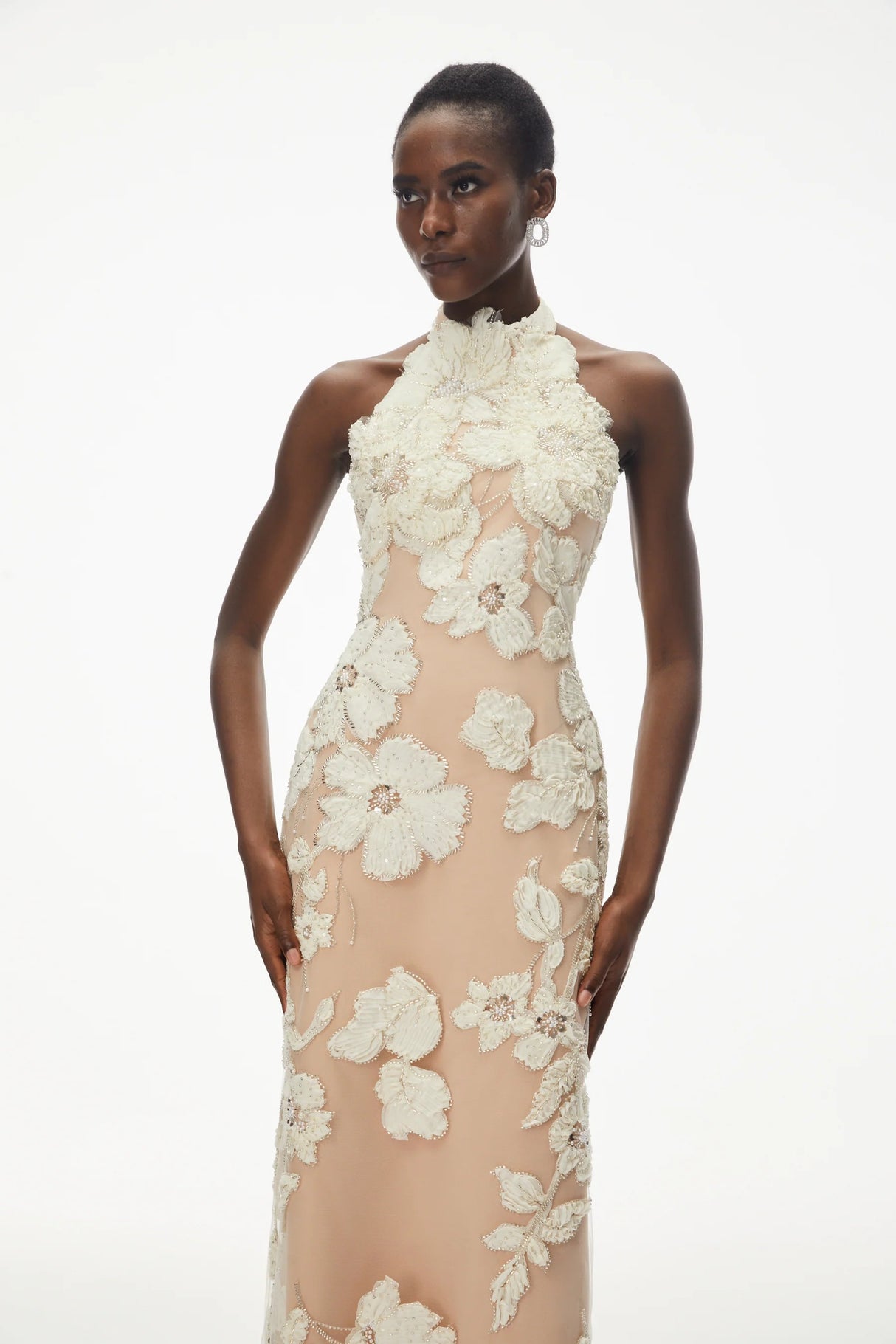 Annabelle Champagne Floral Embellished Maxi Dress