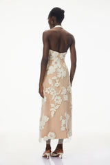 Annabelle Champagne Floral Embellished Maxi Dress