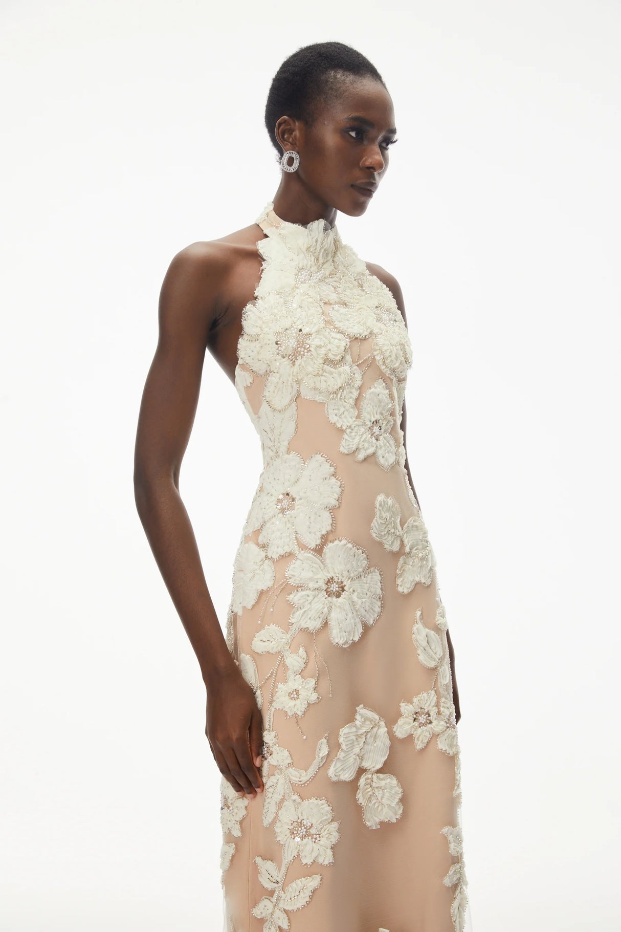 Annabelle Champagne Floral Embellished Maxi Dress