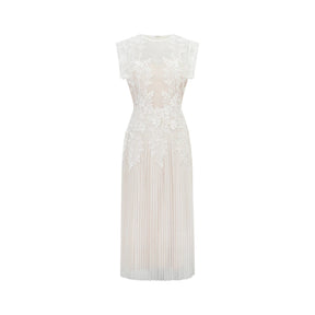 Annabelle Flowerappliqué Tulle Midi Dress