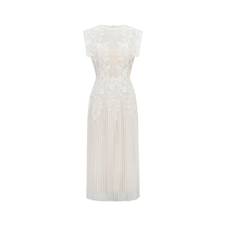 Annabelle Flowerappliqué Tulle Midi Dress