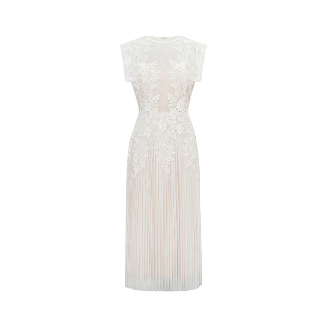 Annabelle Flowerappliqué Tulle Midi Dress