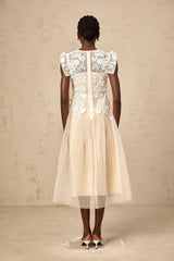 Annabelle Flowerappliqué Tulle Midi Dress