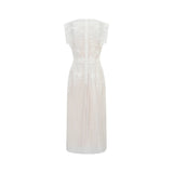 Annabelle Flowerappliqué Tulle Midi Dress