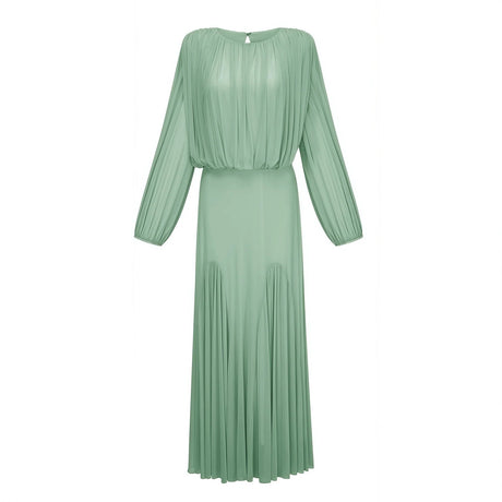 Annabelle Green Lantern Sleeve Pleated Maxi Dress