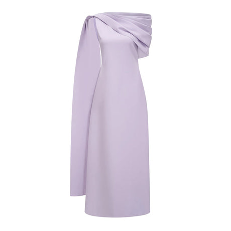 Annabelle Purple CapeDesign Ribbon Maxi Dress Without Gloves