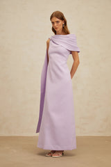 Annabelle Purple CapeDesign Ribbon Maxi Dress