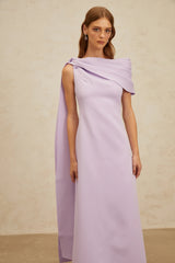 Annabelle Purple CapeDesign Ribbon Maxi Dress