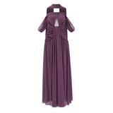 Annabelle Purple Off Shoulder Ruched Maxi Dress with Twist Front