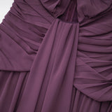 Annabelle Purple Off Shoulder Ruched Maxi Dress with Twist Front