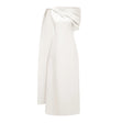 Annabelle White CapeDesign Ribbon Maxi Dress