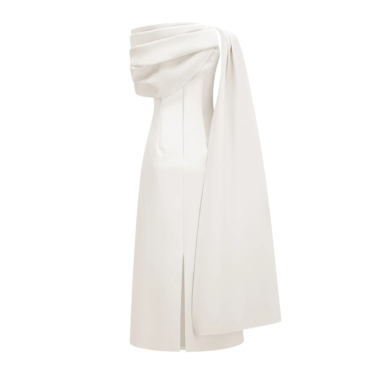 Annabelle White CapeDesign Ribbon Maxi Dress