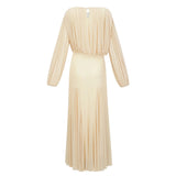 Annabelle Yellow Lantern Sleeve Pleated Maxi Dress
