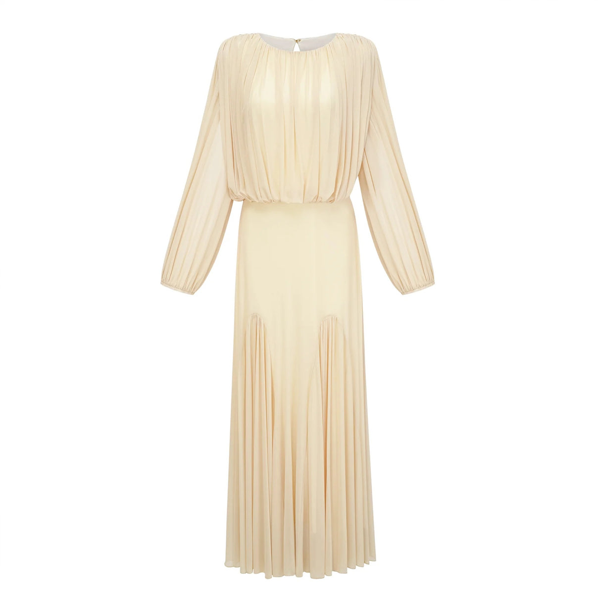 Annabelle Yellow Lantern Sleeve Pleated Maxi Dress
