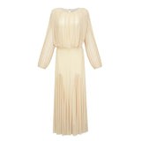 Annabelle Yellow Lantern Sleeve Pleated Maxi Dress