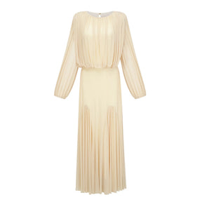 Annabelle Yellow Lantern Sleeve Pleated Maxi Dress