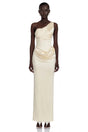 Annalise Champagne One Shoulder Ruched Maxi Dress
