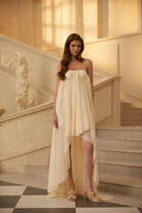 Anneli Beige Mullet Chiffon Midi Dress