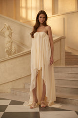 Anneli Beige Mullet Chiffon Midi Dress