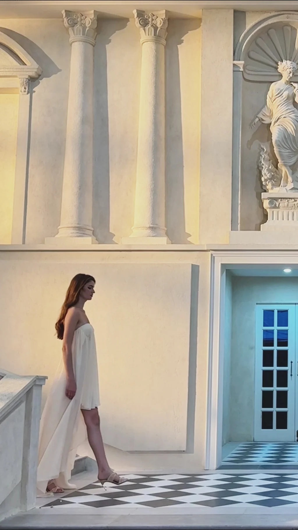 Anneli Beige Mullet Chiffon Midi Dress