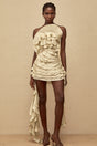 Anneli Neutral OffShoulder Ruffled Mini Dress