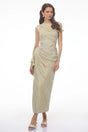 Annunziata Green Asymmetrical Ruched Maxi Dress