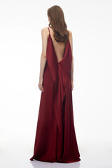 Antónia Red Crew Neck Backless Maxi Dress