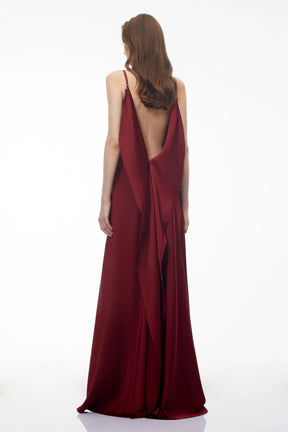 Antónia Red Crew Neck Backless Maxi Dress