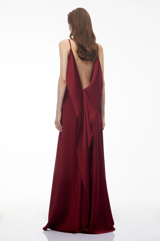 Antónia Red Crew Neck Backless Maxi Dress