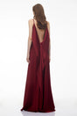 Antónia Red Crew Neck Backless Maxi Dress
