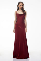 Antónia Red Crew Neck Backless Maxi Dress