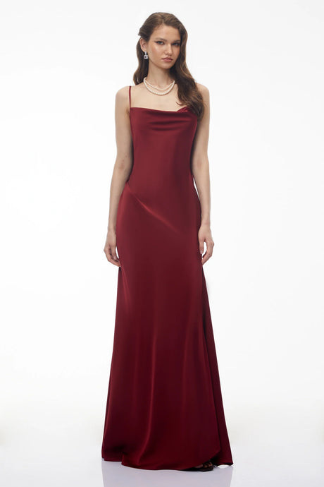 Antónia Red Crew Neck Backless Maxi Dress