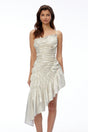 Aoife White Asymmetrical Ruched Mini Dress