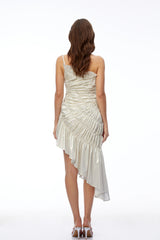Aoife White Asymmetrical Ruched Mini Dress