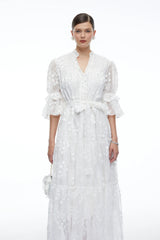 Apolline White VNeck Lace Maxi Dress